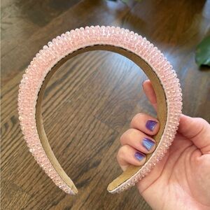 Beaded Pink Crystal and Satin Headband